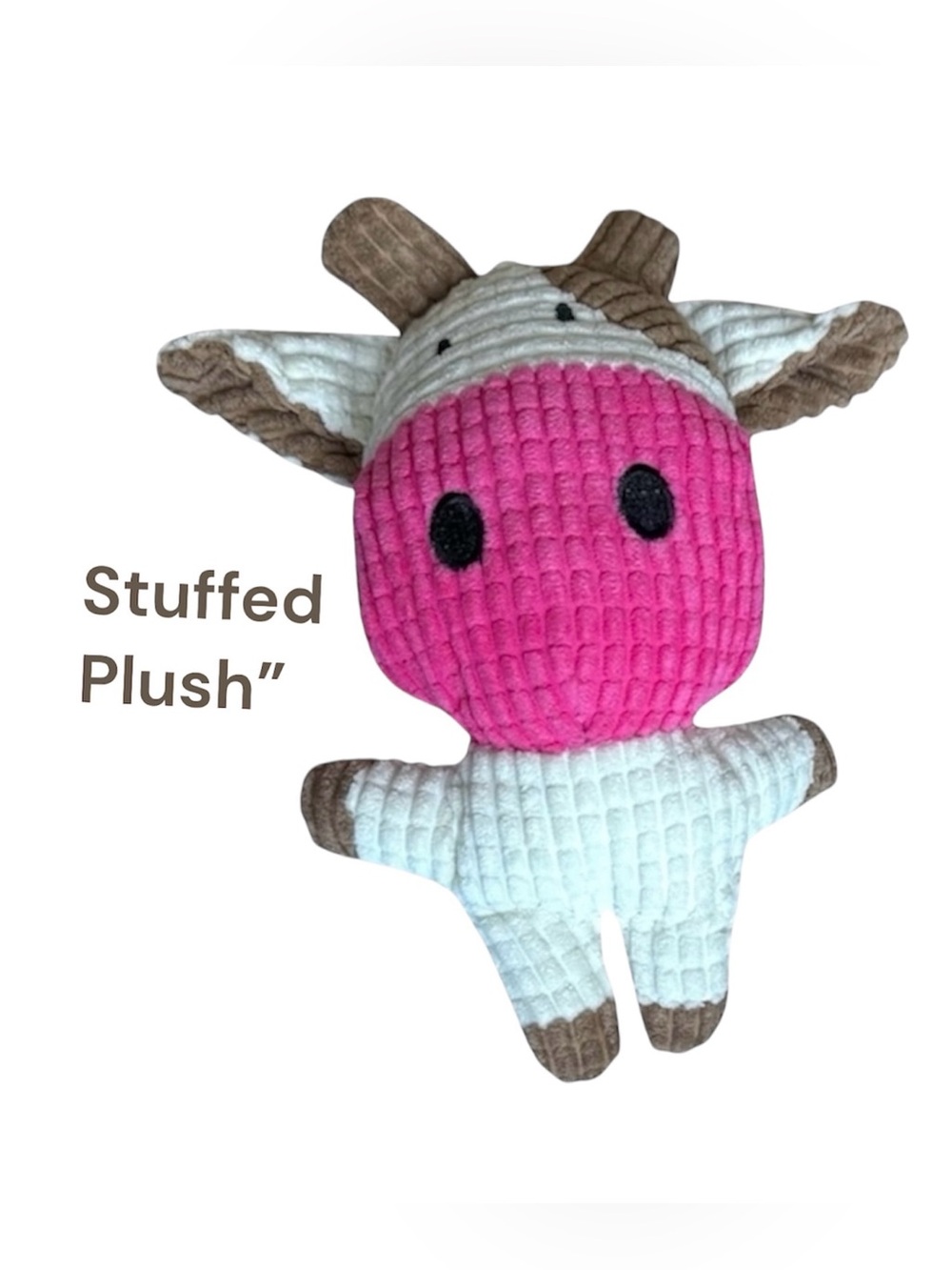 Pink Cow Squeaky Plush Dog Toy for Small Dogs & Puppies Dental Chew Toy